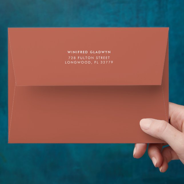 Elegant & modern light terracotta wedding envelope (Hand)