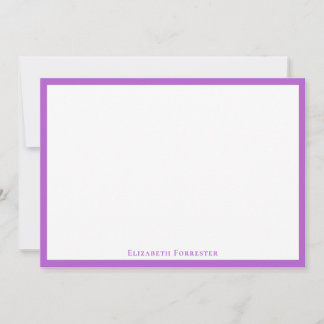 Elegant Modern Lilac Border Flat Note Card