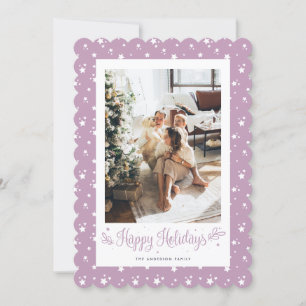 Elegant Modern Lilac Photo Happy Holidays Card