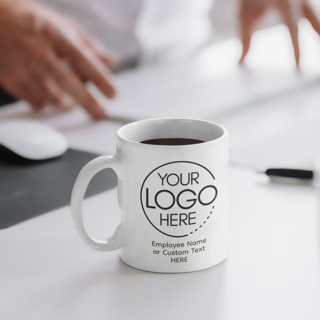 Elegant Modern Logo Employee/Company SWAG Green Coffee Mug (Creator Uploaded)