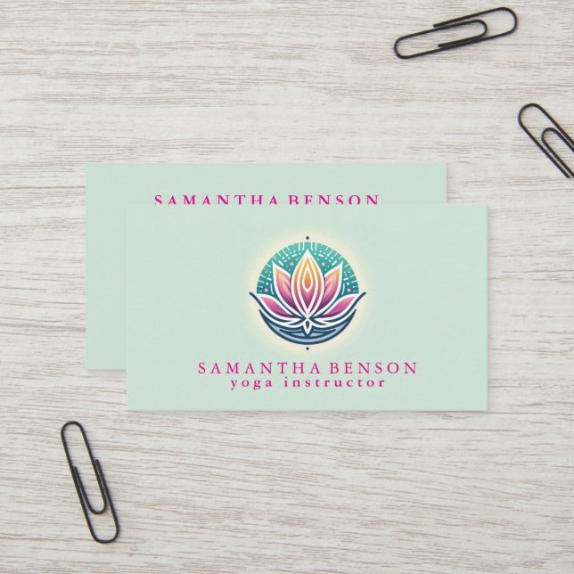 Elegant Modern Lotus Flower  Business Card (Front/Back In Situ)