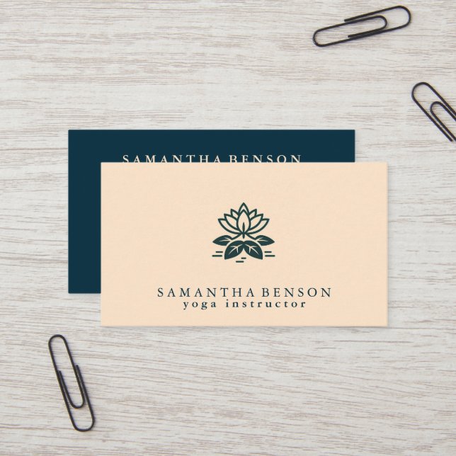 Elegant Modern Lotus Flower  Business Card (Front/Back In Situ)