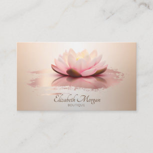Elegant Modern Lotus Rose Gold Brush Stroke Business Card