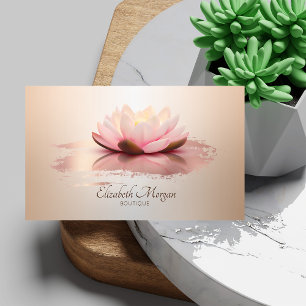 Elegant Modern Lotus Rose Gold Brush Stroke Business Card