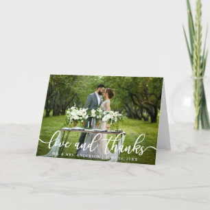 Elegant Modern Love and Thanks Wedding Fold Thank You Card