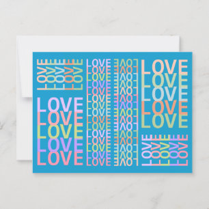 Elegant Modern "LOVE" Colours on Rich Blue Postcar Postcard