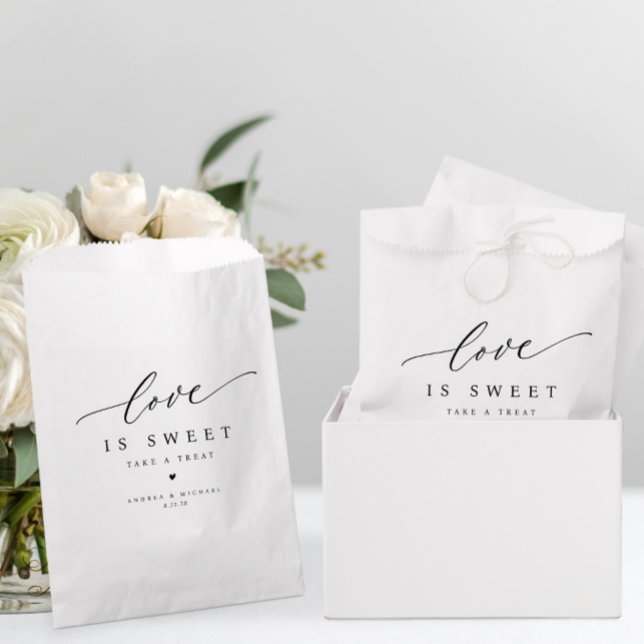 Elegant Modern Love is Sweet Wedding Desserts Sign Favour Bag (Elegant Wedding Favor Bags - Love is Sweet - Modern & Simple)
