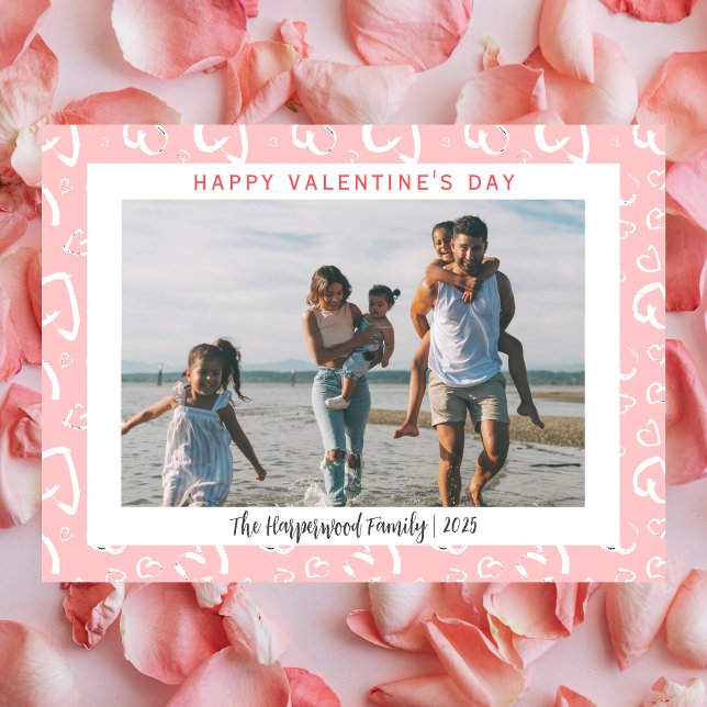 Elegant Modern Love Valentines Day Family 1 Photo Holiday Card (Creator Uploaded)