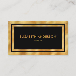 Elegant Modern Luxury Black and Gold Notary Business Card