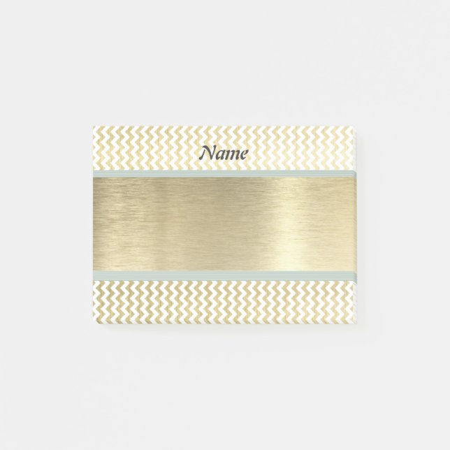 Elegant modern luxury chevron gold post-it notes (Front)