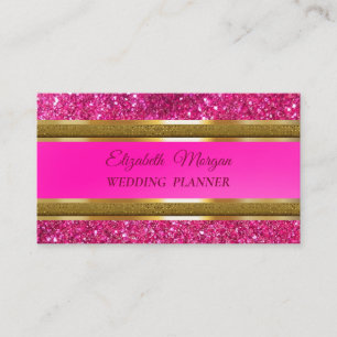 Elegant Modern Luxury Gold Glitter ,Pink Stripe Business Card
