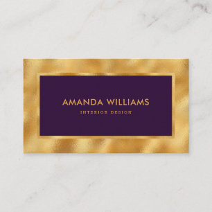 Elegant Modern Luxury Purple and Faux Gold Foil Business Card