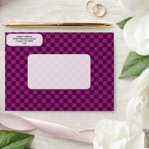 Elegant, Modern Magenta & Purple Checkered   Envelope