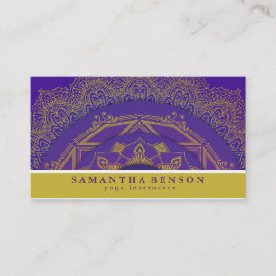 Elegant Modern Mandala Lotus Flower Logo Yoga Business Card