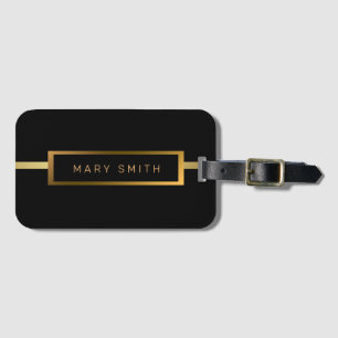 Elegant Modern Marble Black Gold Luggage Tag