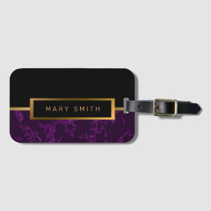 Elegant Modern Marble Black Gold Luggage Tag
