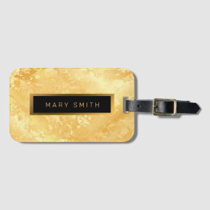 Elegant Modern Marble Black Gold Luggage Tag