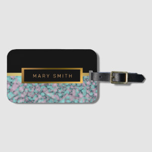 Elegant Modern Marble Black Gold Luggage Tag