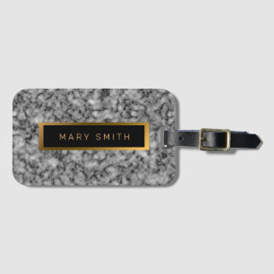 Elegant Modern Marble Black Gold Luggage Tag