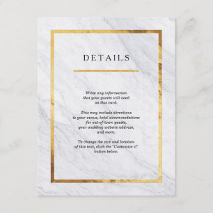 Elegant Modern Marble Gold Wedding Insert Cards