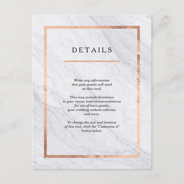 Elegant Modern Marble & Rose Gold Insert Cards (Front)