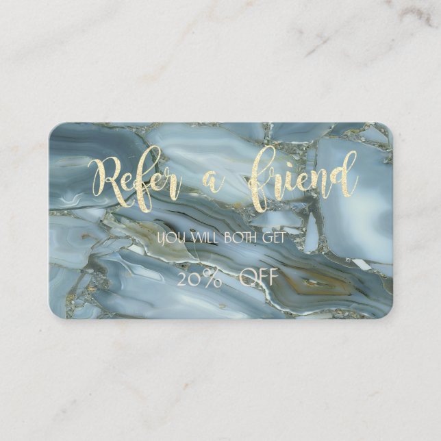 Elegant Modern Marble Texture Referral Card (Front)