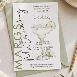 Elegant Modern Margs and Matrimony Bridal Shower Invitation