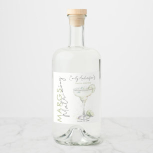 Elegant Modern Margs and Matrimony Bridal Shower Liquor Bottle Label