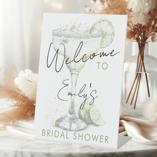 Elegant Modern Margs and Matrimony Bridal Shower  Pedestal Sign (Creator Uploaded)