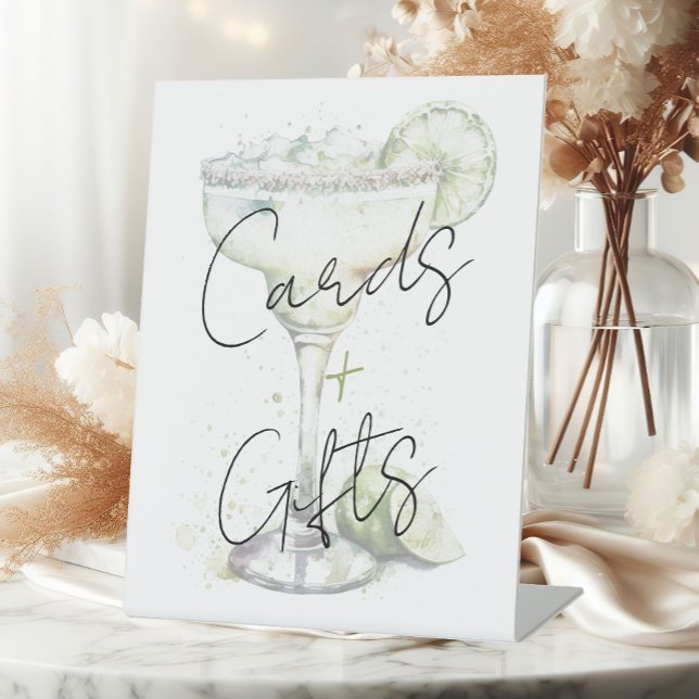 Elegant Modern Margs and Matrimony Bridal Shower Pedestal Sign (Creator Uploaded)