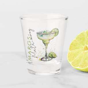 Elegant Modern Margs and Matrimony Bridal Shower Shot Glass