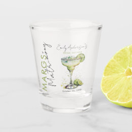 Elegant Modern Margs and Matrimony Bridal Shower Shot Glass