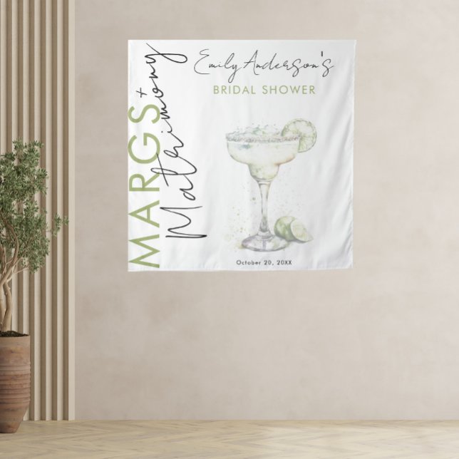 Elegant Modern Margs and Matrimony Bridal Shower Tapestry (Creator Uploaded)