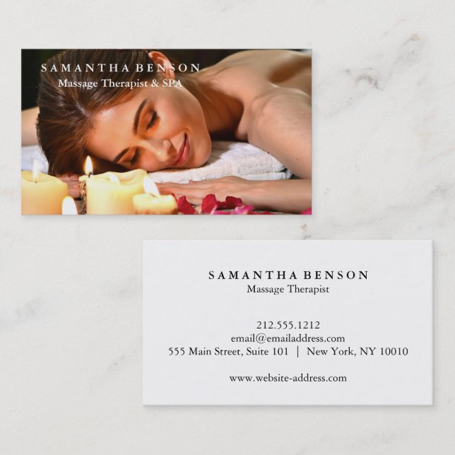 Elegant Modern Massage Therapist  Business Card (Front/Back)