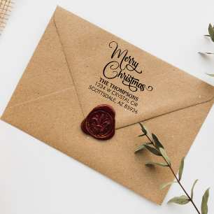 Elegant Modern Merry Christmas Custom Family Self-inking Stamp