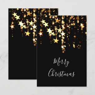 elegant modern Merry Christmas gold stars Invitation