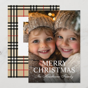 Elegant Modern Merry Christmas Photo Overlay Holiday Card