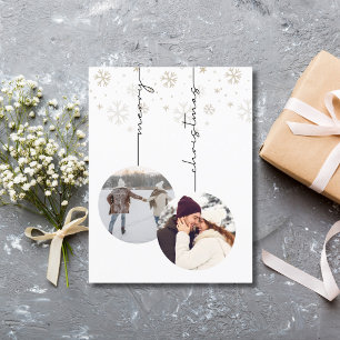 Elegant Modern Merry Christmas Photo & Snowflakes Postcard