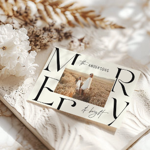 Elegant modern merry Christmas photo typography Announcement