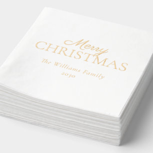 Elegant Modern Merry Christmas Simple Party Gold Foil Napkins