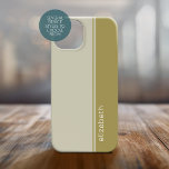 Elegant Modern, Minimal 2 Colour Design with Name iPhone 15 Case<br><div class="desc">Taupe and stone colours -- A simple, striking design with 2 colours and a stripe. A fun colour block to add your name or any text. You can add a name, monogram or other custom text. If you need to move the art around, click on the customise button to make...</div>