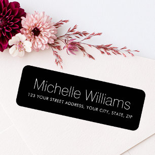 Elegant modern minimal black return address label