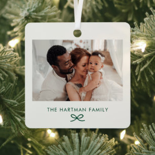 Elegant Modern Minimal Bow Family Photo Christmas Metal Tree Decoration