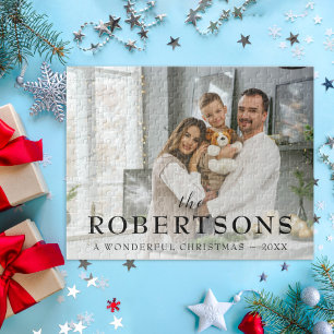 Elegant Modern Minimal Christmas Photo Jigsaw Puzzle