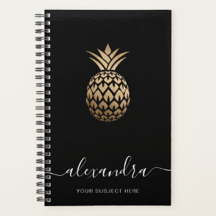 Elegant modern minimal copper gold black pineapple planner