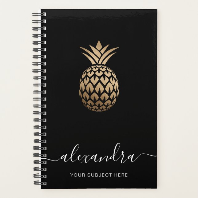 Elegant modern minimal copper gold black pineapple planner (Front)