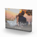 Elegant modern minimal custom family photo block<br><div class="desc">Personalise the product with your favourite wedding photo,  your family name and a date.</div>