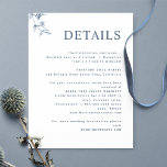 Elegant, Modern Minimal Dusty Blue Wedding Details Enclosure Card<br><div class="desc">Elegant white and blue vertical Wedding details enclosure card with all text sections available for customisation, so you can add any information you like. Design with modern typography and minimal style with subtle hand-drawn blue botanical detail. If needed, you can select "edit using design tool" and make changes to text...</div>