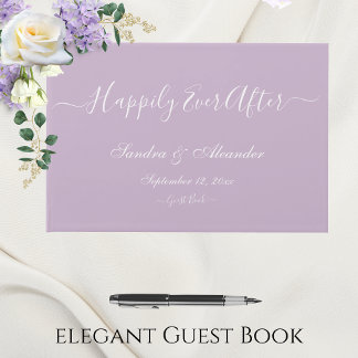  Elegant Modern Minimal Lavender Purple Wedding Guest Book