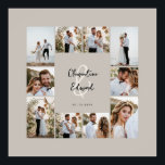 Elegant modern minimal photo collage wedding poster<br><div class="desc">Elegant modern minimal personalised ampersand wedding photo collage simple beige clean lines family gift print.</div>